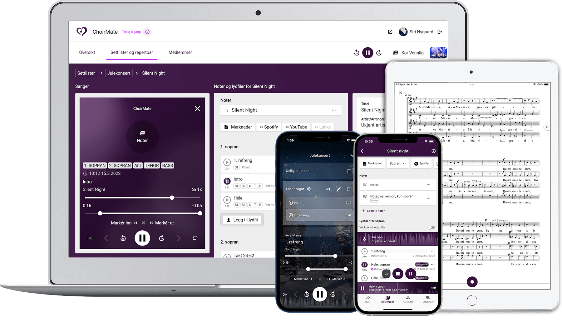 ChoirMate på flere enheter
