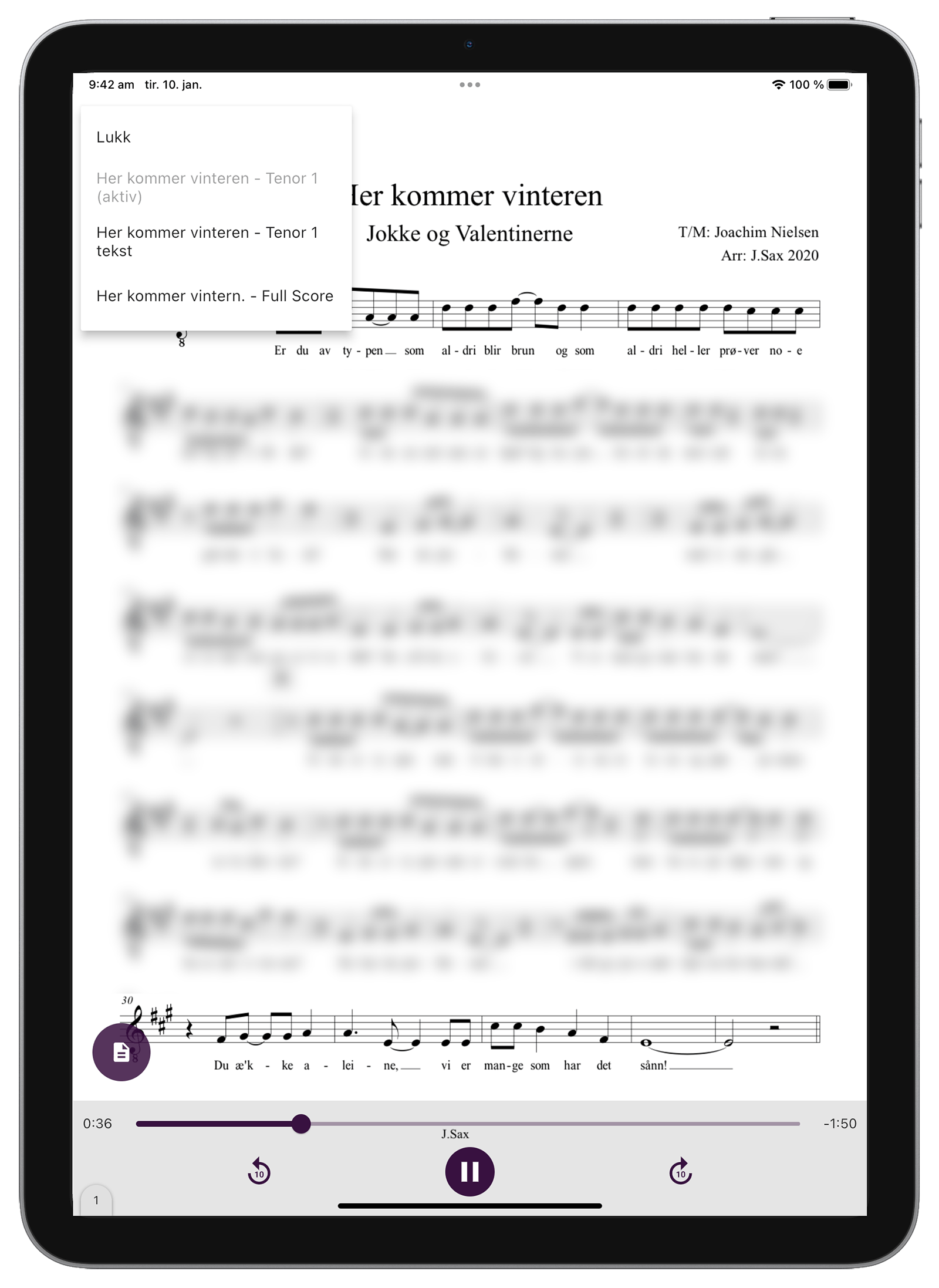 Notevisning i ChoirMate